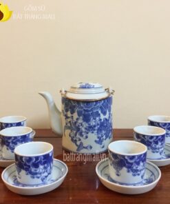 Ấm tích Hoa Sen mầu Lam men ngọc