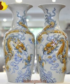 Lộc bình Rồng đắp nổi, men rạn
