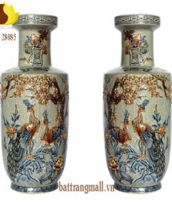 Lọ miệng Đấu, Công Đào đắp nổi, men rạn