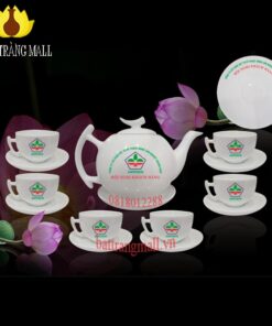 Ấm chén Sứ cao cấp Bát Tràng In Logo