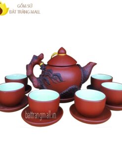 Ấm trà Tử Sa đỏ, đắp nổi cây Tùng