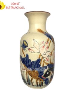 Lộc bình đắp nổi hoa Sen men rạn
