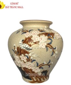 Bình Vò đắp nổi hoa Đào men rạn