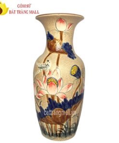 Lộc bình đắp nổi hoa Sen men rạn
