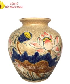 Bình Vò đắp nổi hoa Sen men rạn