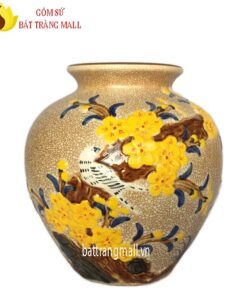 Bình Vò đắp nổi hoa Đào men rạn