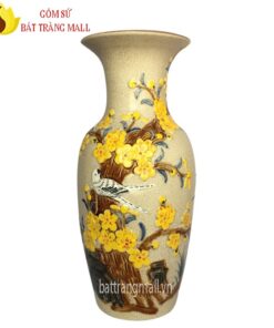 Lộc bình đắp nổi hoa Đào men rạn