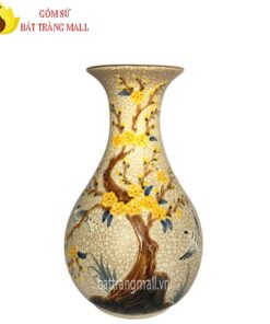 Tỳ bà đắp nổi hoa Đào men rạn