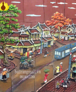 Tranh Gốm Bát Tràng cảnh phố cổ