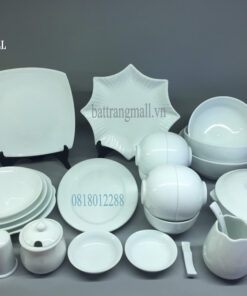 Bát đĩa Sứ Bát Tràng men trắng.