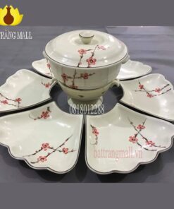 Bộ trang trí món ăn, men kem vẽ hoa Đào.