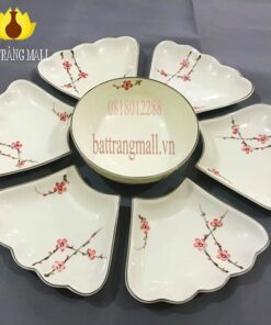 Bộ trang trí món ăn, men kem vẽ hoa Đào.