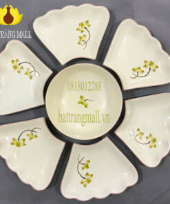 Bộ trang trí món ăn, men kem vẽ hoa Sen.