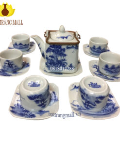 Ấm chén Sơn Thủy màu Lam