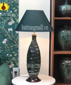 Đèn ngủ Gốm Sứ Bát Tràng màu xanh men hỏa biến