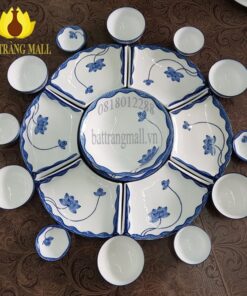 Bộ trang trí món ăn vẽ hoa sen xanh