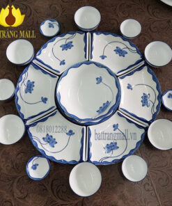 Bộ mặt trời vẽ hoa sen xanh, trang trí món ăn siêu đẹp