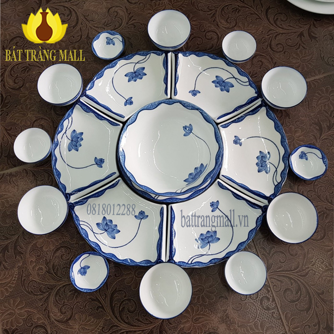 Bộ mặt trời vẽ hoa sen xanh, trang trí món ăn siêu đẹp