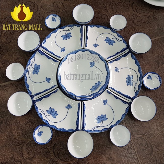 Bộ trang trí món ăn vẽ hoa sen xanh
