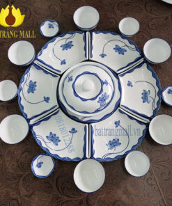 Bộ mặt trời vẽ hoa sen xanh, trang trí món ăn siêu đẹp