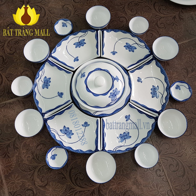 Bộ mặt trời vẽ hoa sen xanh, trang trí món ăn siêu đẹp