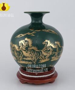 Bình Phú Quý Bát Mã vẽ vàng kim 24k.